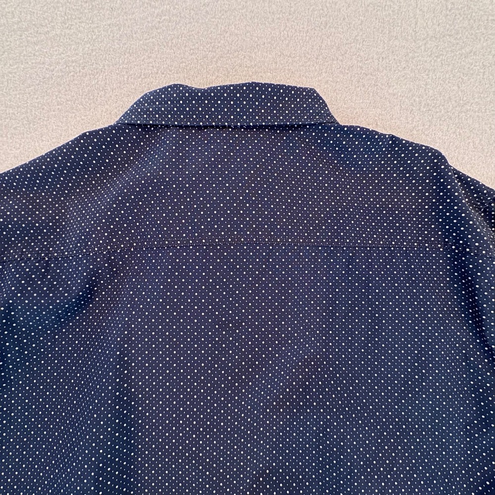 Eighty Eight Platinum Mens XXL Dress Shirt Navy Blue White Polka Dot Long Sleeve - Picture 10 of 12